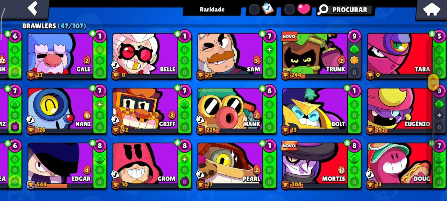 Conta Brawl Stars 8.000 Troféus + 47 Personagens e Muito Mais!