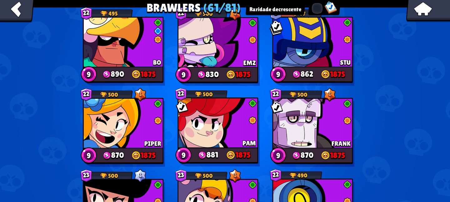 Super conta Brawl start com skin da Shelly estelar e muitos Brawl pass
