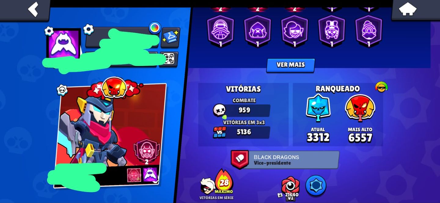 Conta boa de Brawl star várias skin