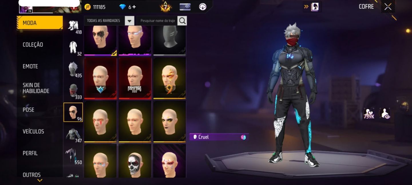 Conta Free Fire - PRIME 8 + RAGNAROK +600 Peitas (Recuperação ativa)