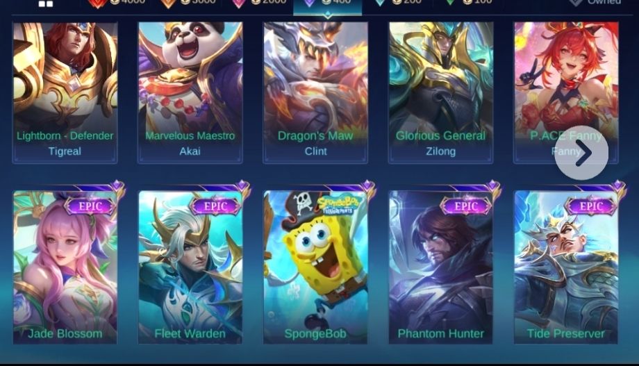 Conta mobile legends 190 skins