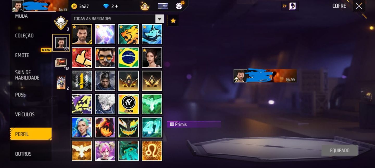 CONTA DE FF MASCULINA E FEMININA COM 6 ANOS + SKINS DE EVENTOS E SKINS RARAS
