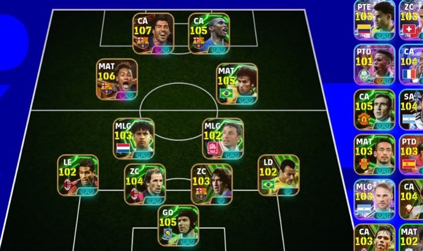 CONTA EFOOTBALL COM NEYMAR TRIO MSN 107, SUAREZ DO TRIO E E CIA