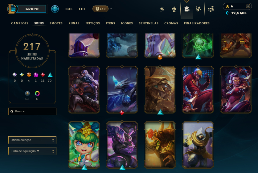 Conta LoL 217 Skins + All Champs | Gold/Esmeralda TFT | 2015