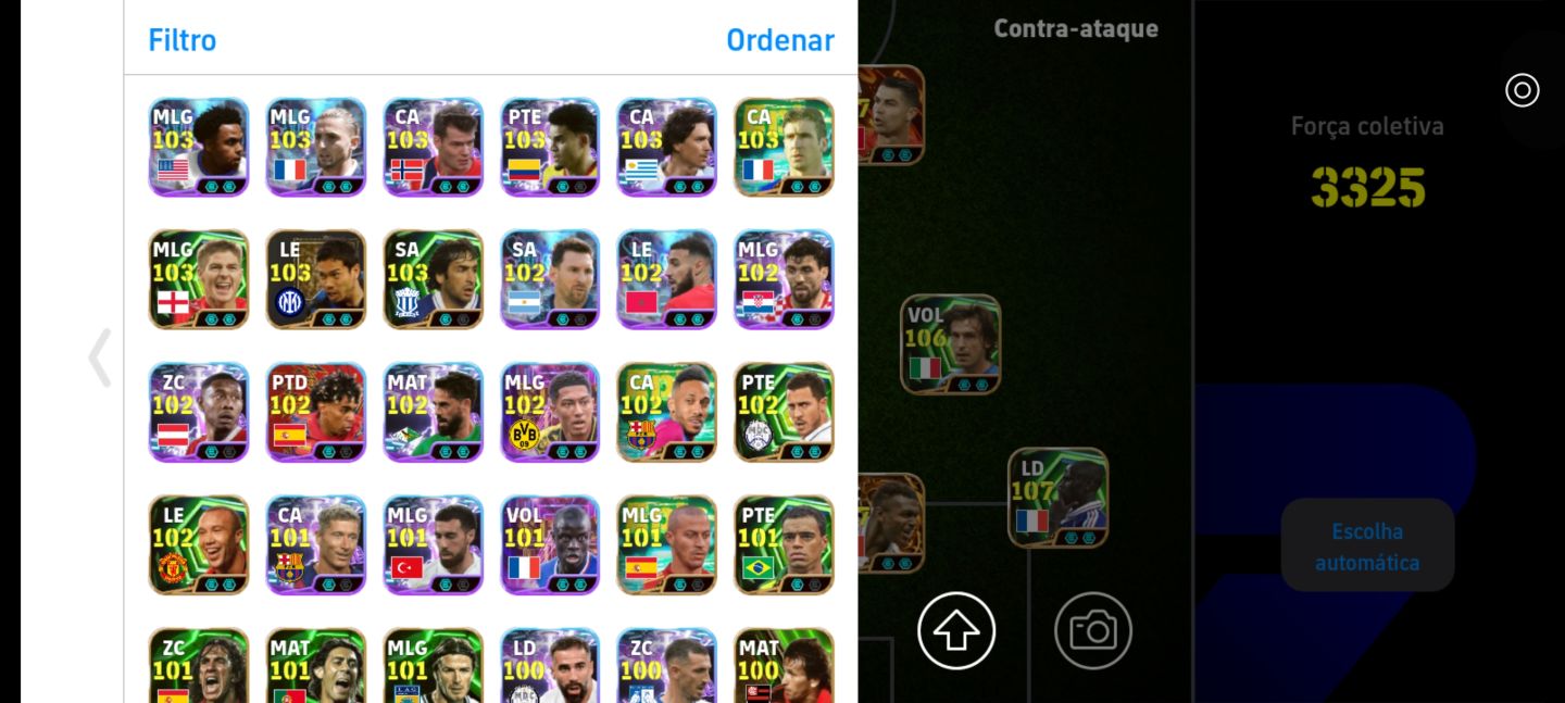 Conta eFootball Mobile completa+3335 Força. Melhores jogadores Meta cada Posição
