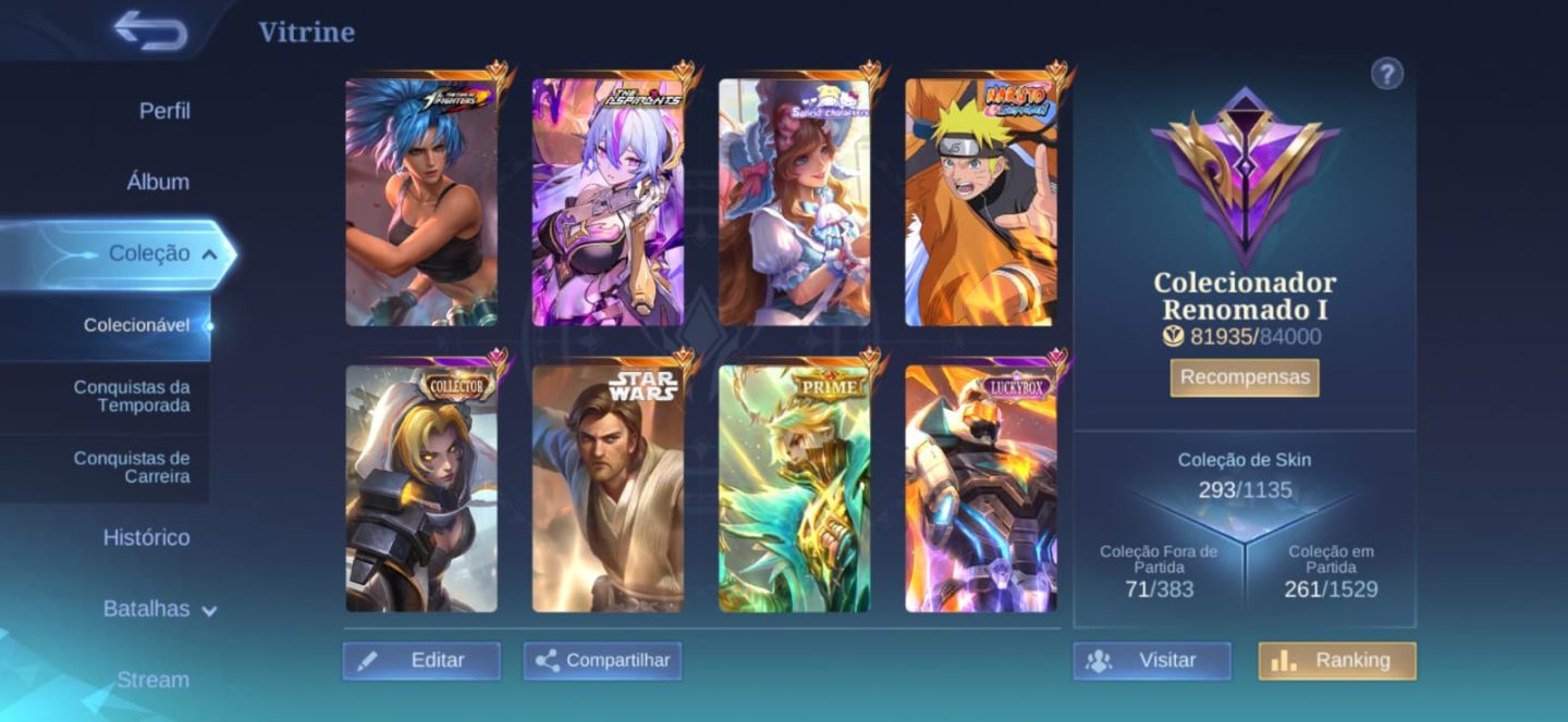 Conta de Mobile Legends Cheia de Skins