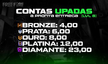 PATENTE | FREE FIRE CONTAS BRONZE, PRATA, OURO, PLATINA E DIAMANTE