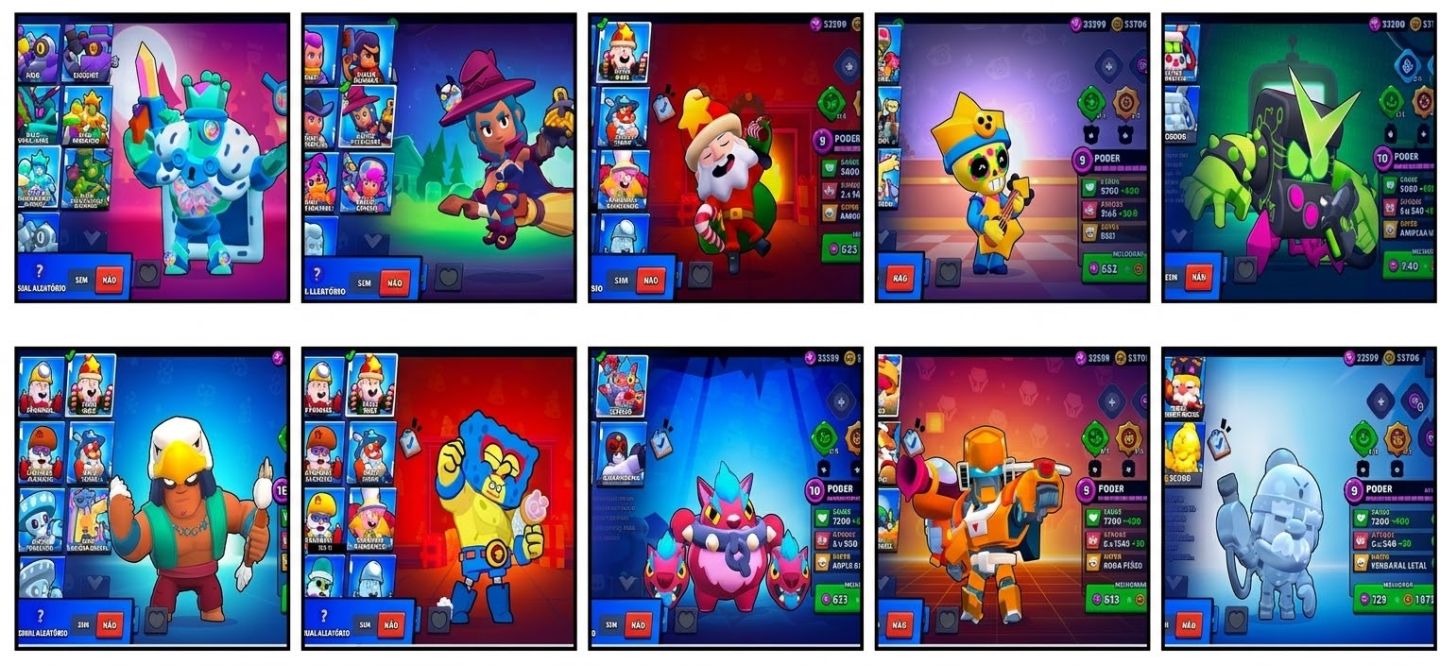 CONTA BRAWL STARS RARA! Colette Trixie, Vírus 8-Bit Original, Poco Starr e mais!