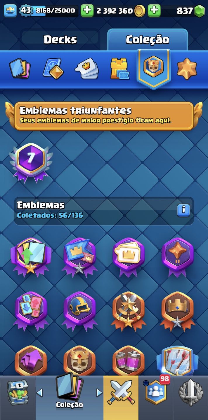 Conta Clash Royale 2019 / 8400 Troféus / Nível 43 / E muito mais!