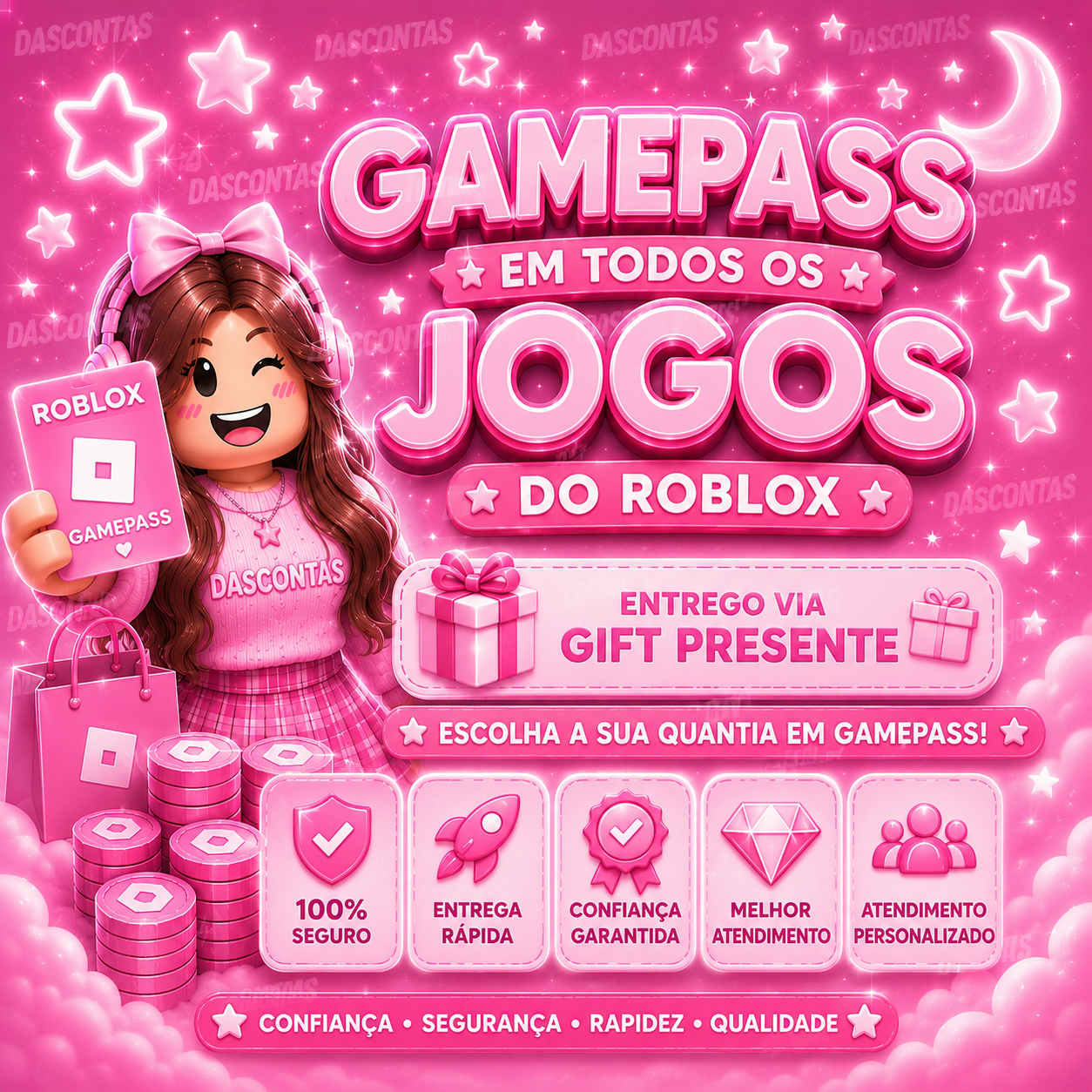 GAMEPASS EM QUALQUER JOGO NO ROBLOX ESCOLHA A SUA QUANTIA - ENTREGA RAPIDA