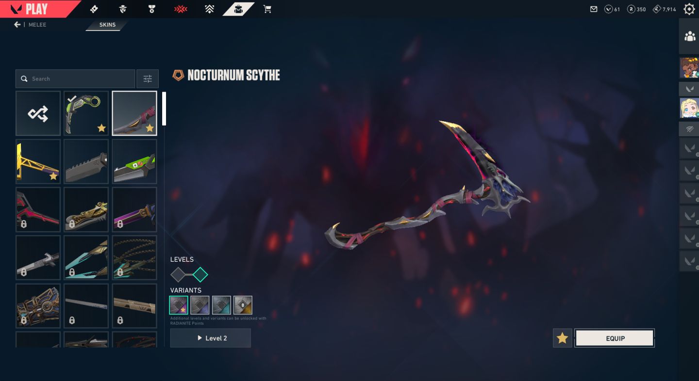 Conta Valorant c/ Karambit Rgx, Faca Sublime, Nocturne, Vandal Kuronami, Phantom