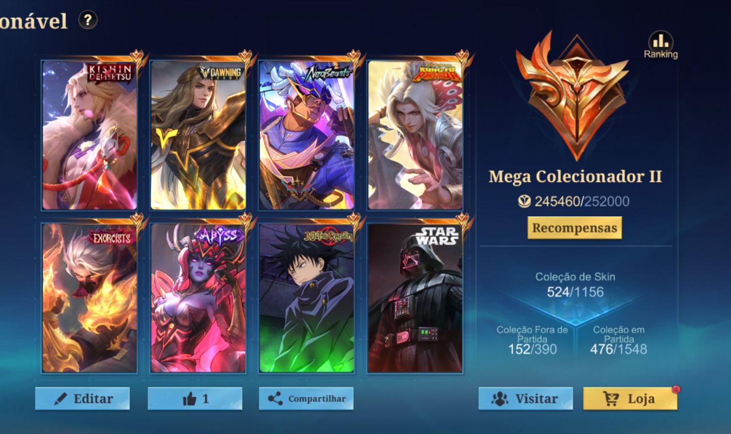 MEGA 2 RARA, MAIN JG, WR PROFISSIONAL, QUASE OUTRA LEGEND E MUITAS SKINS