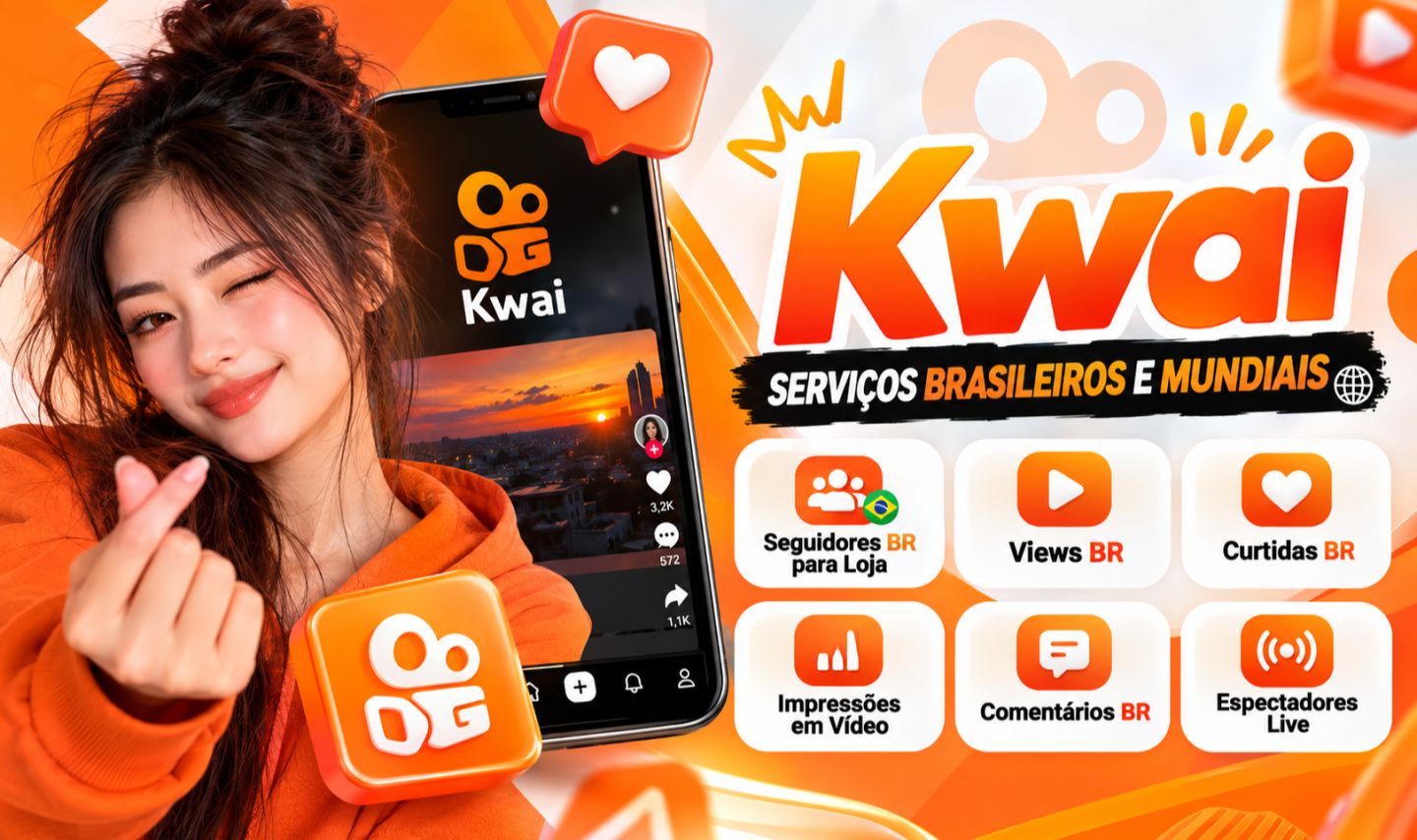 Kwai Seguidores Brasileiros, Curtidas, Visualizações, Comentários