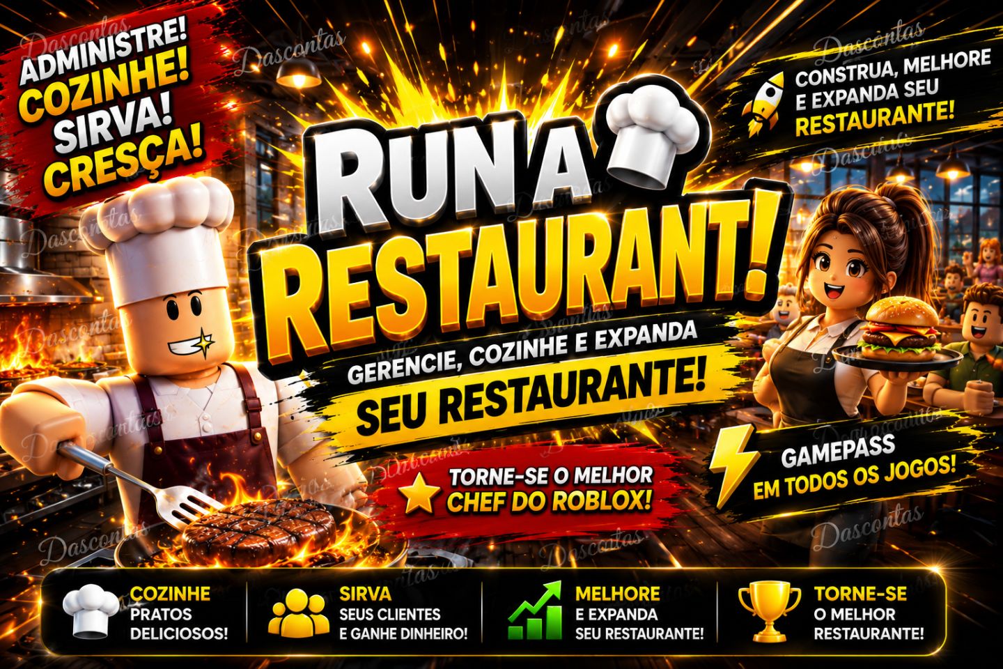 RUN A RESTAURANT - TODAS AS GAMEPASS- 50% OFF - GERENCIE UM RESTAURANTE