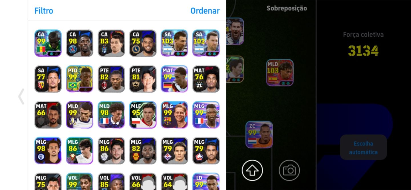 CONTA eFOOTBALL TOP MESSI 104 + CRAQUES 100+ | FORÇA 3134