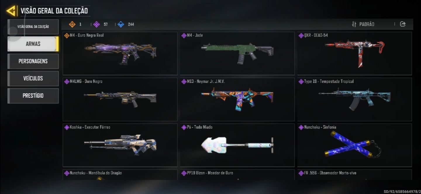 CONTA COD Mobile level 136 - M4 OURO NEGRO REAL + GHOST FURTIVO + 57 ÉPICAS
