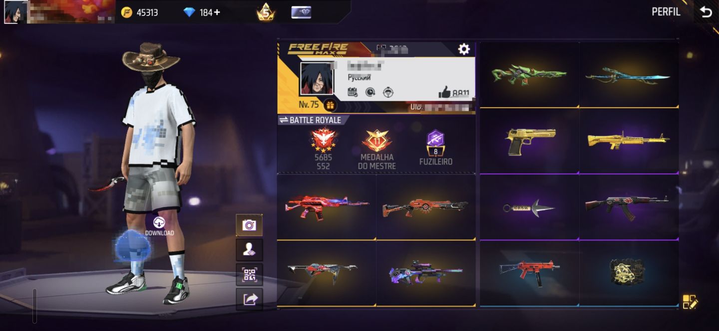 Conta de freefire antiga, gemada lvl 75 full acesso