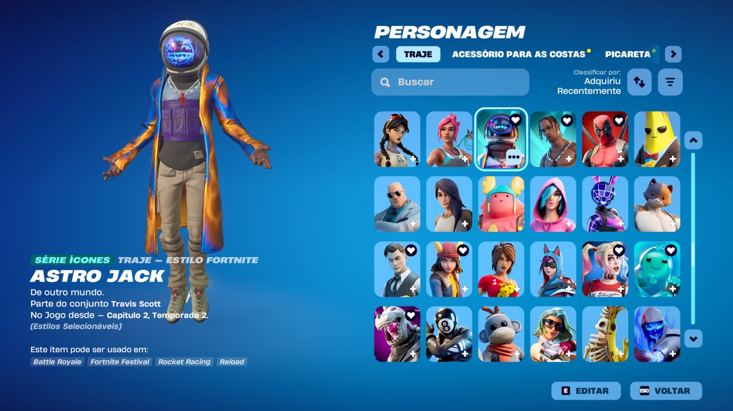 Conta Fortnite skins lendárias (Travis Scott, Kratos, Midas e outras)