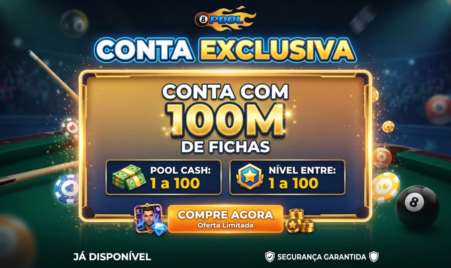 Contas de 50M, 100M e 500M de Fichas 8 Ball Pool!
