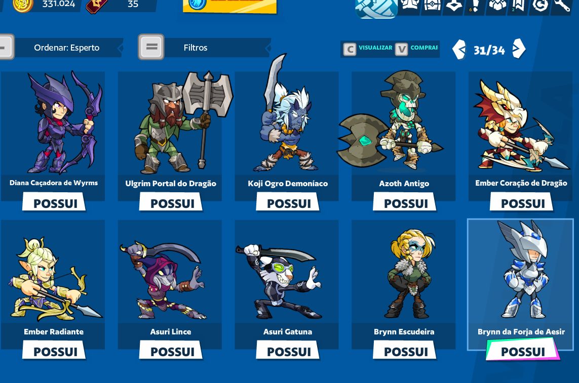 CONTA BRAWLHALLA COM 8 CROSSOVERS + SKINS + TODOS OS LEGENDS