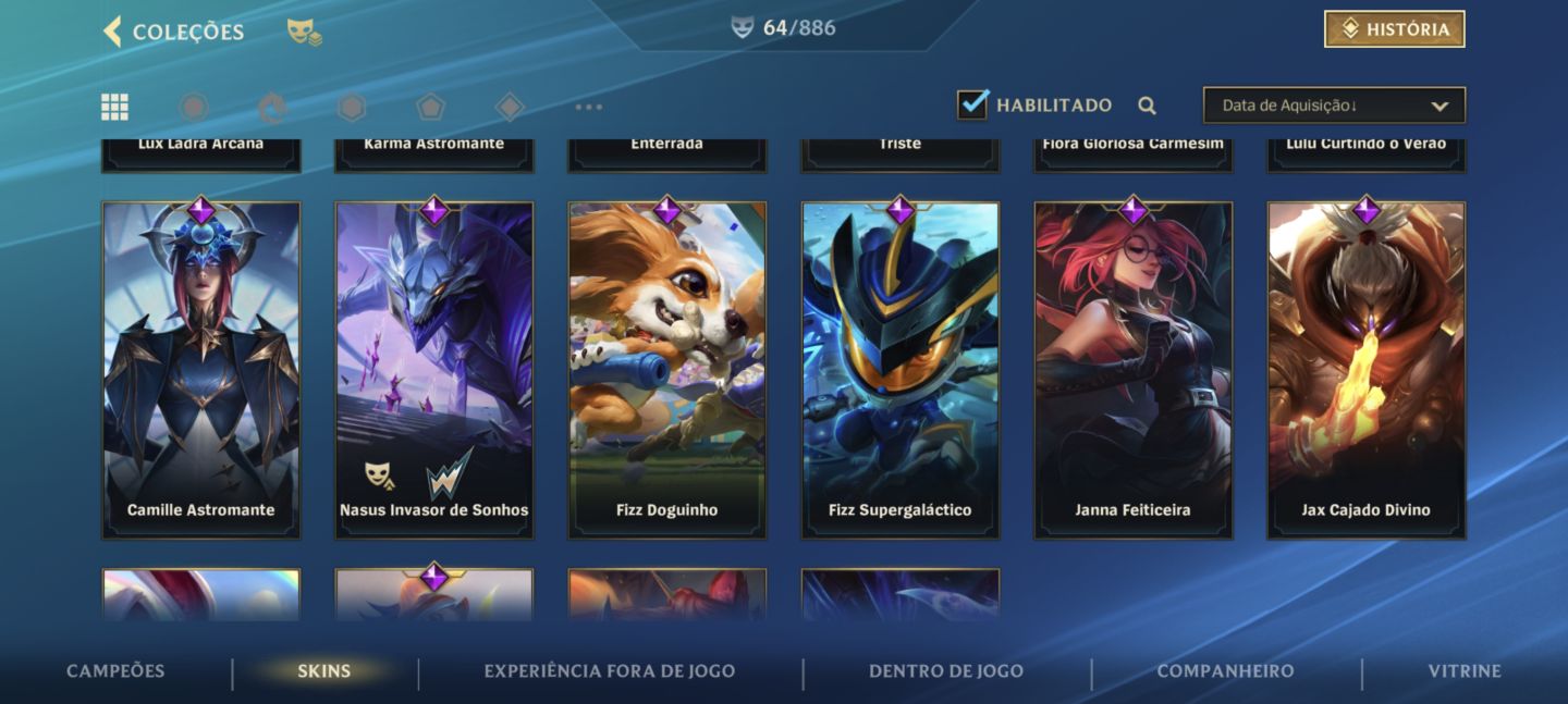 Conta de WildRift 64 skins preço mais baixo
