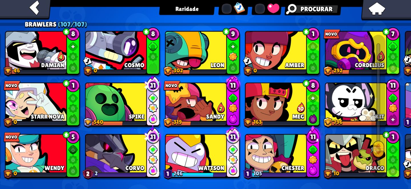 BRAWL STARS | 46.800 TROFÉUS | 107 BRAWLERS | 322 SKINS (PRA SAIR HOJE !!!!)
