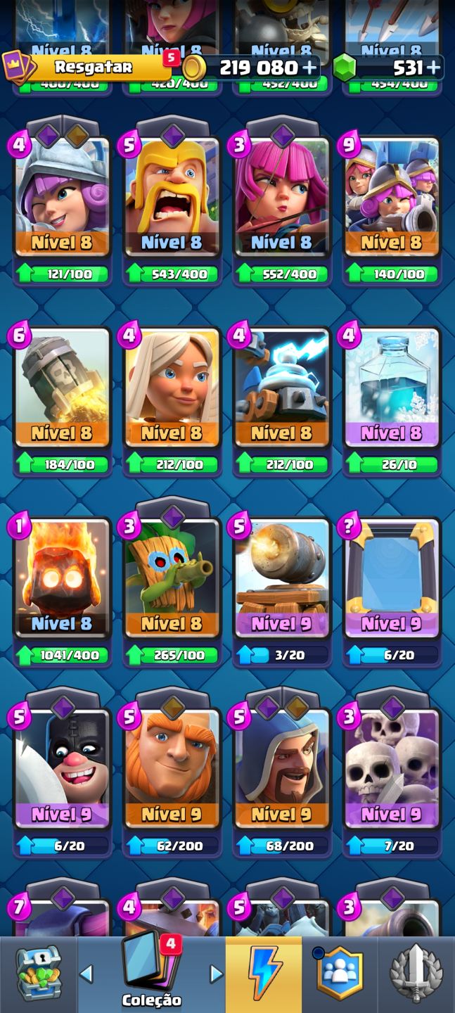 CONTA CLASH ROYALE ANTIGA (9 ANOS) | 4.334 TROFÉUS | 219K OURO + 531 GEMAS