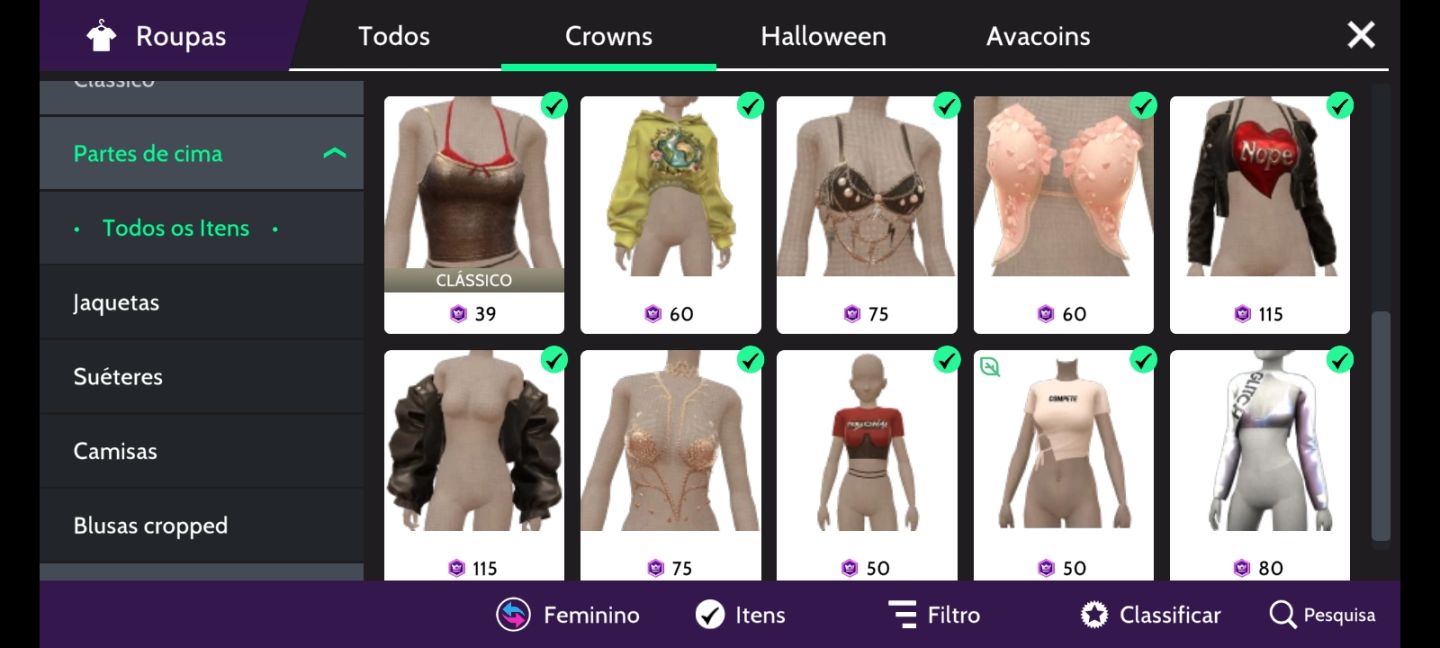 Conta avakin life. Level 53, 70k de Dima, vários itens em crowns.