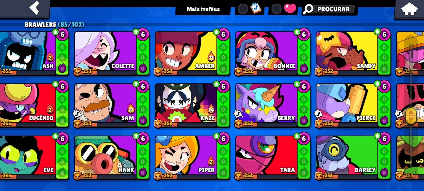 CONTA BRAWL STARS 46K TROFÉUS - 85 BRAWLERS + PRESTÍGIO 25