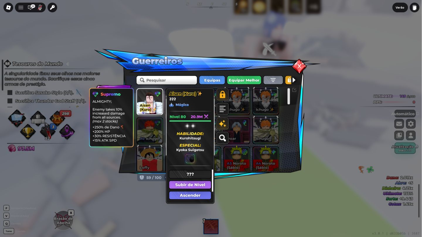 CONTA ANIME WARRIOS 3 E VARIOS OUTROS JOGOS UPADA COM AIZEN SHINY!!