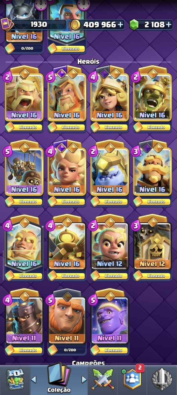 CONTA CLASH ROYALE | NIVEL 1930 | 48 CARTAS LVL 16 | 31 EVOLUÇÕES | 8 ANOS