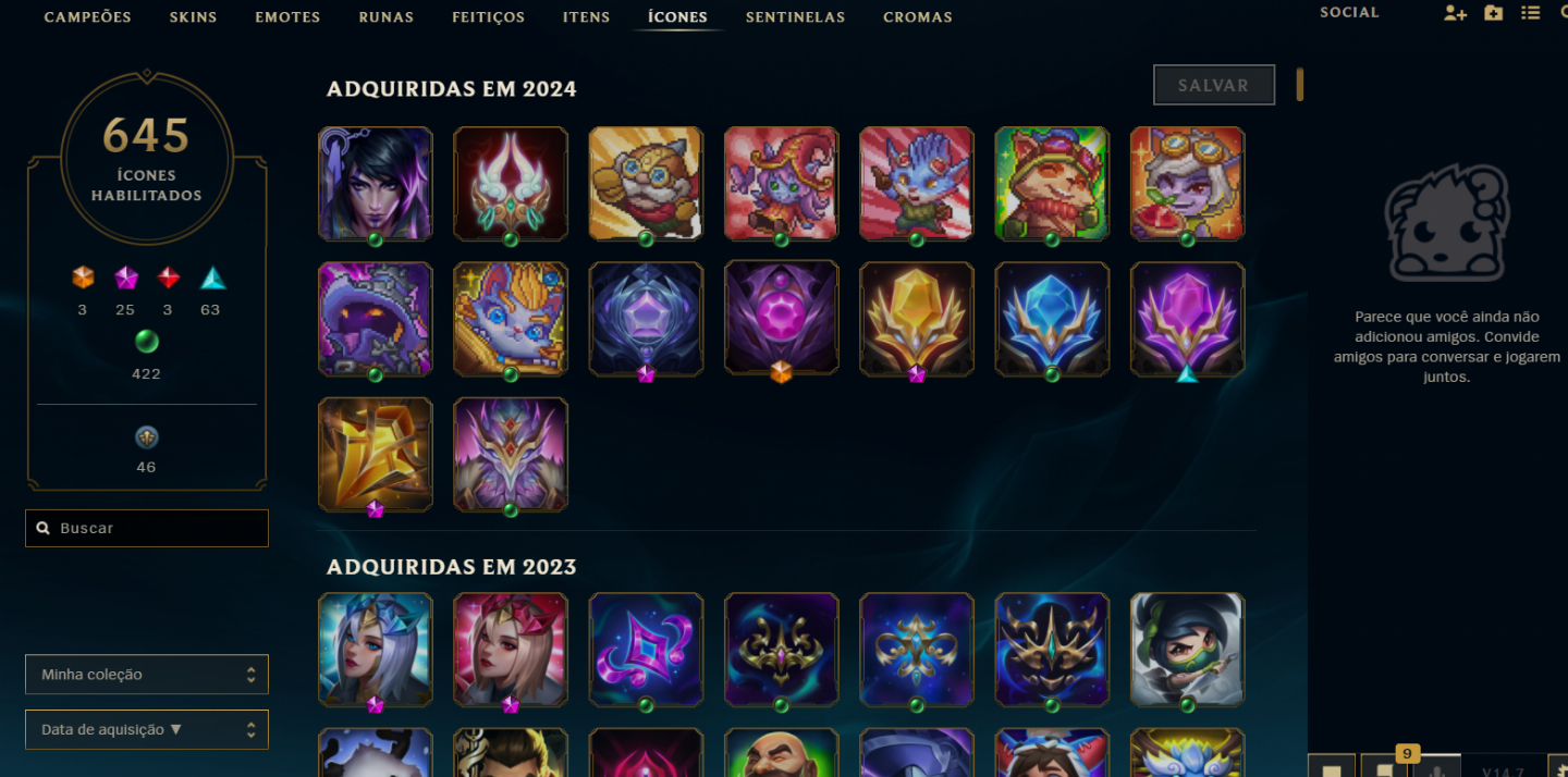 Conta lol D2, 949 skins.