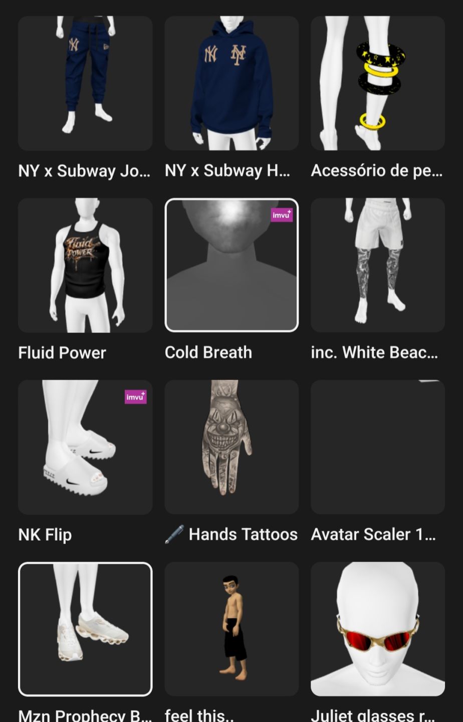 CONTA IMVU MASCULINA RICA COM MAIS DE 30 ACESSÓRIOS E VESTUÁRIO