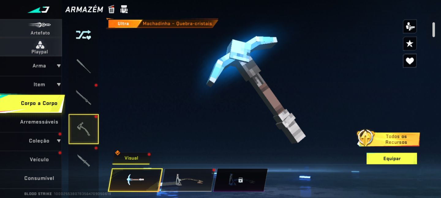 Conta blood strike com 3 facas 3 eternas e vários personagens, olhe a descrição