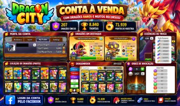 CONTA DRAGON CITY | 207 DRAGÕES | HIGH ASTRO BLACK HOLE LVL 70 | CONTA FORTE