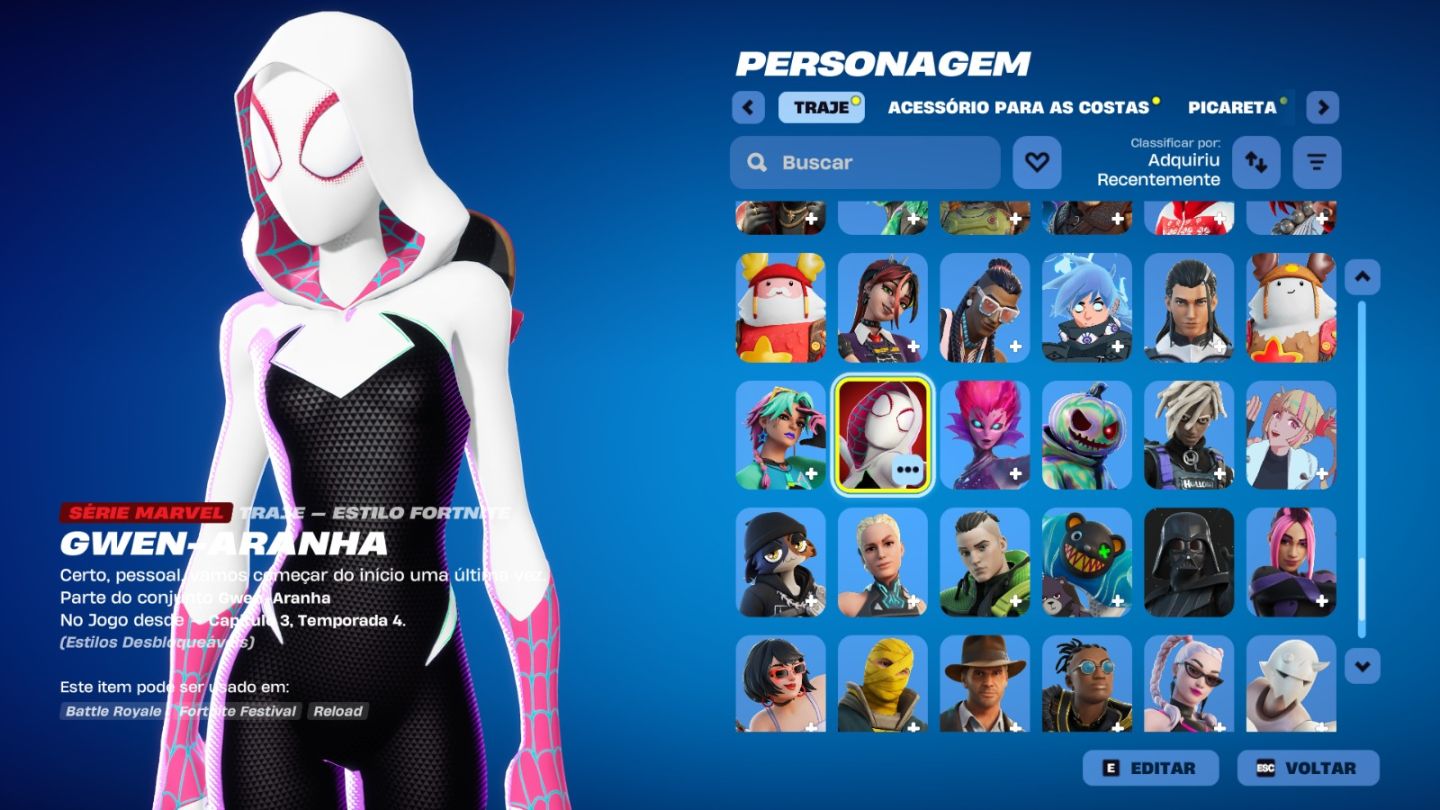 CONTA DE FORTNITE COM 172 SKINS | Spider-Gwen | PROMOÇÃO!