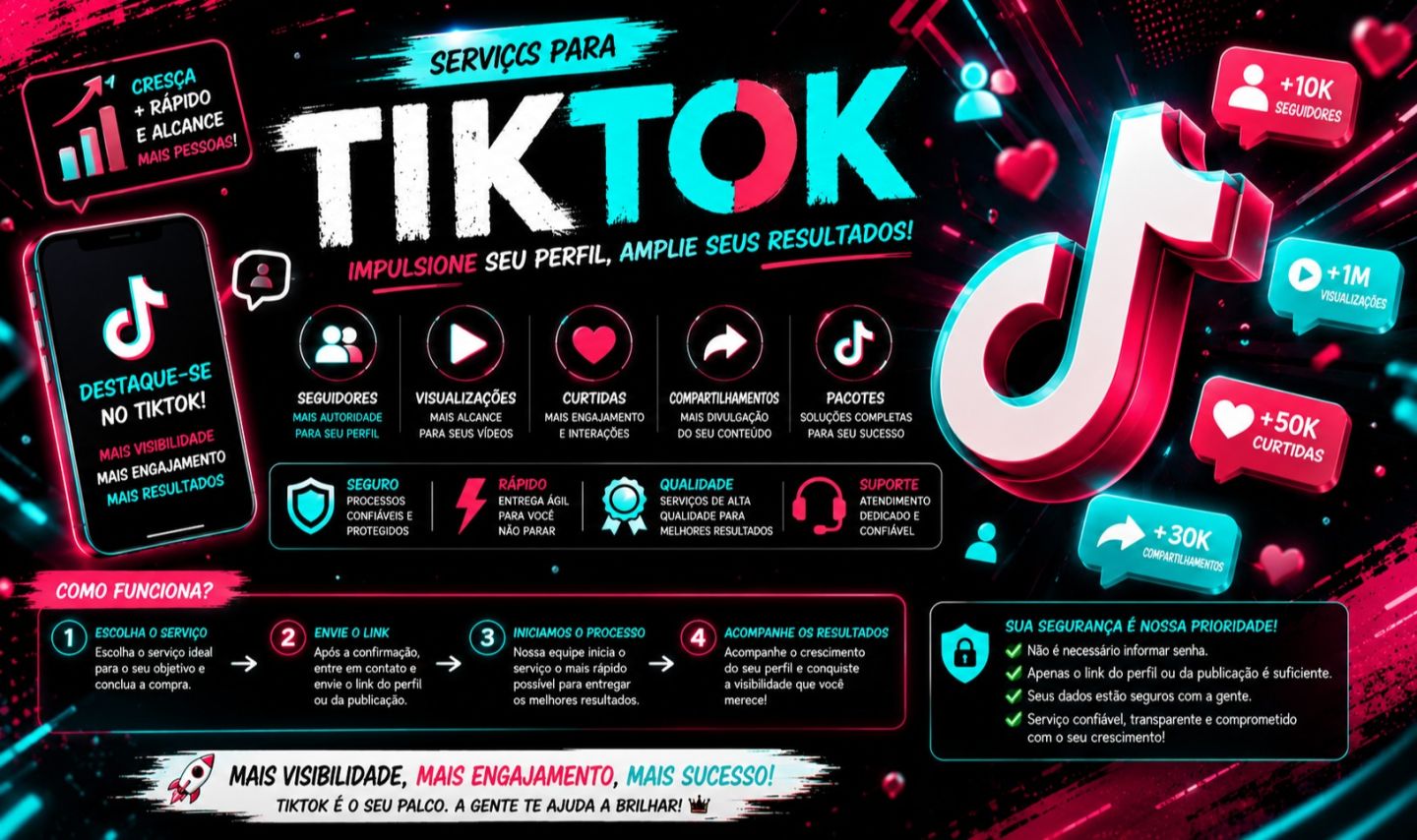 Seguidores Tiktok - Curtidas e Views - Menor Preço!