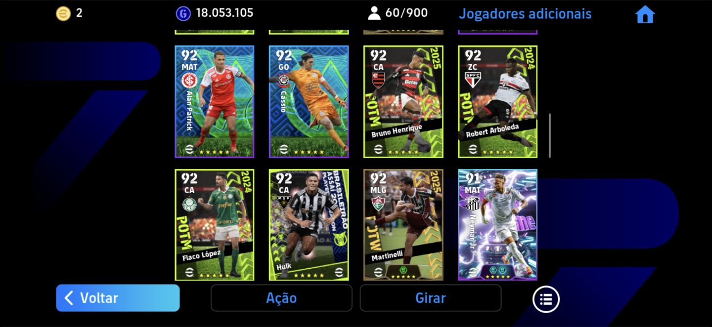 Conta effotball RARA força 3179, jogadores raros desde 2023