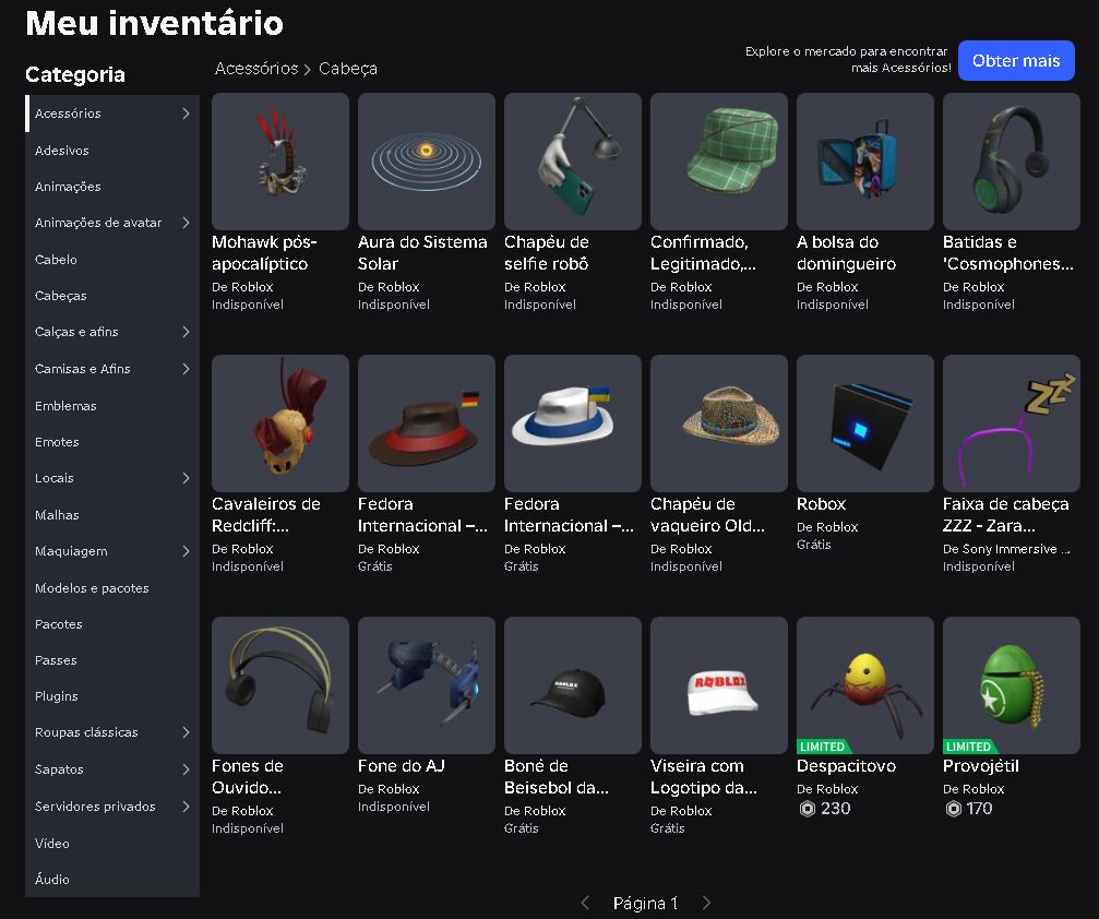 Conta Roblox BR 2020 Masculina | +23 Mil Robux Gastos | Gamepasses | Limiteds