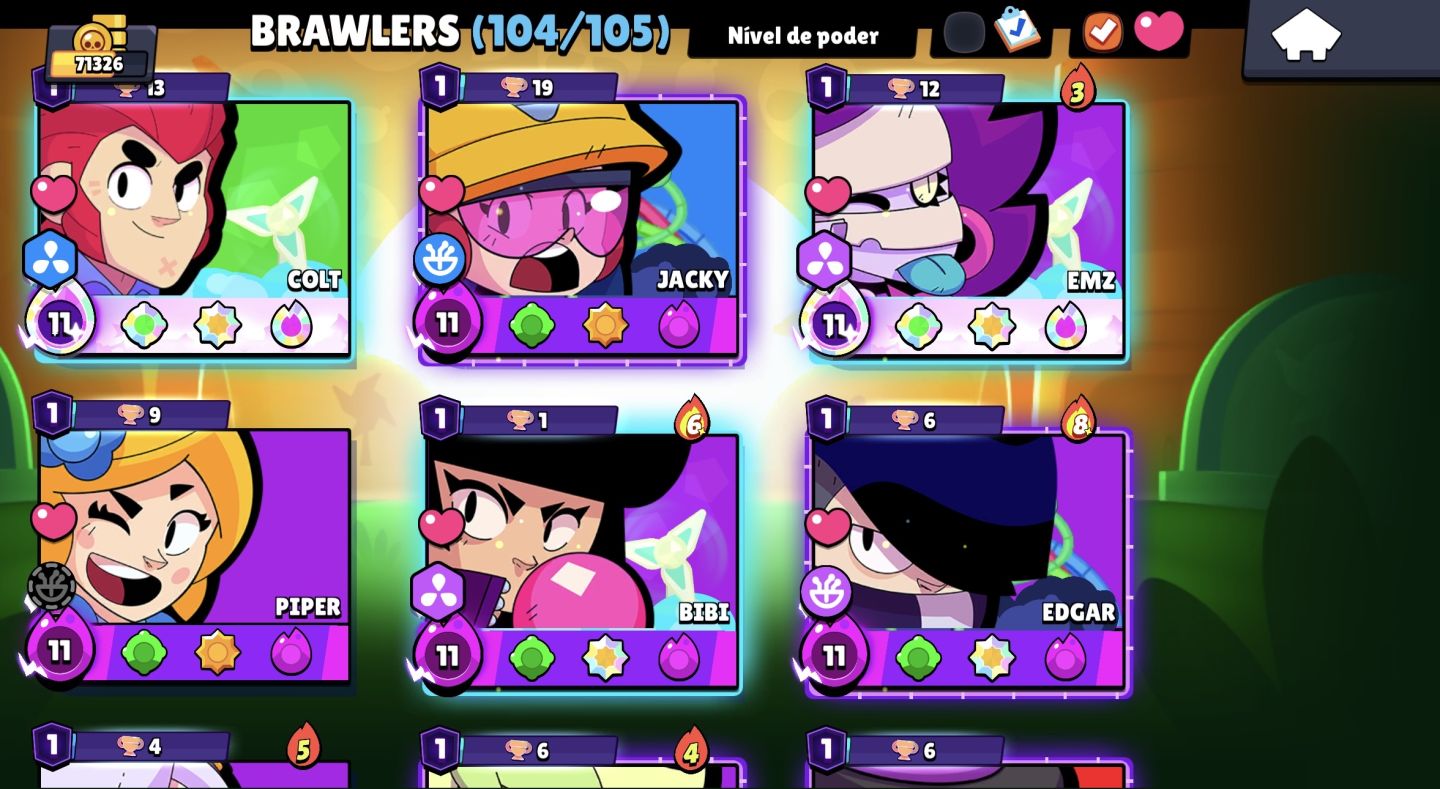 CONTA BRAWL STARS 2019 70k TROFÉUS OG 104/105 BRAWLERS