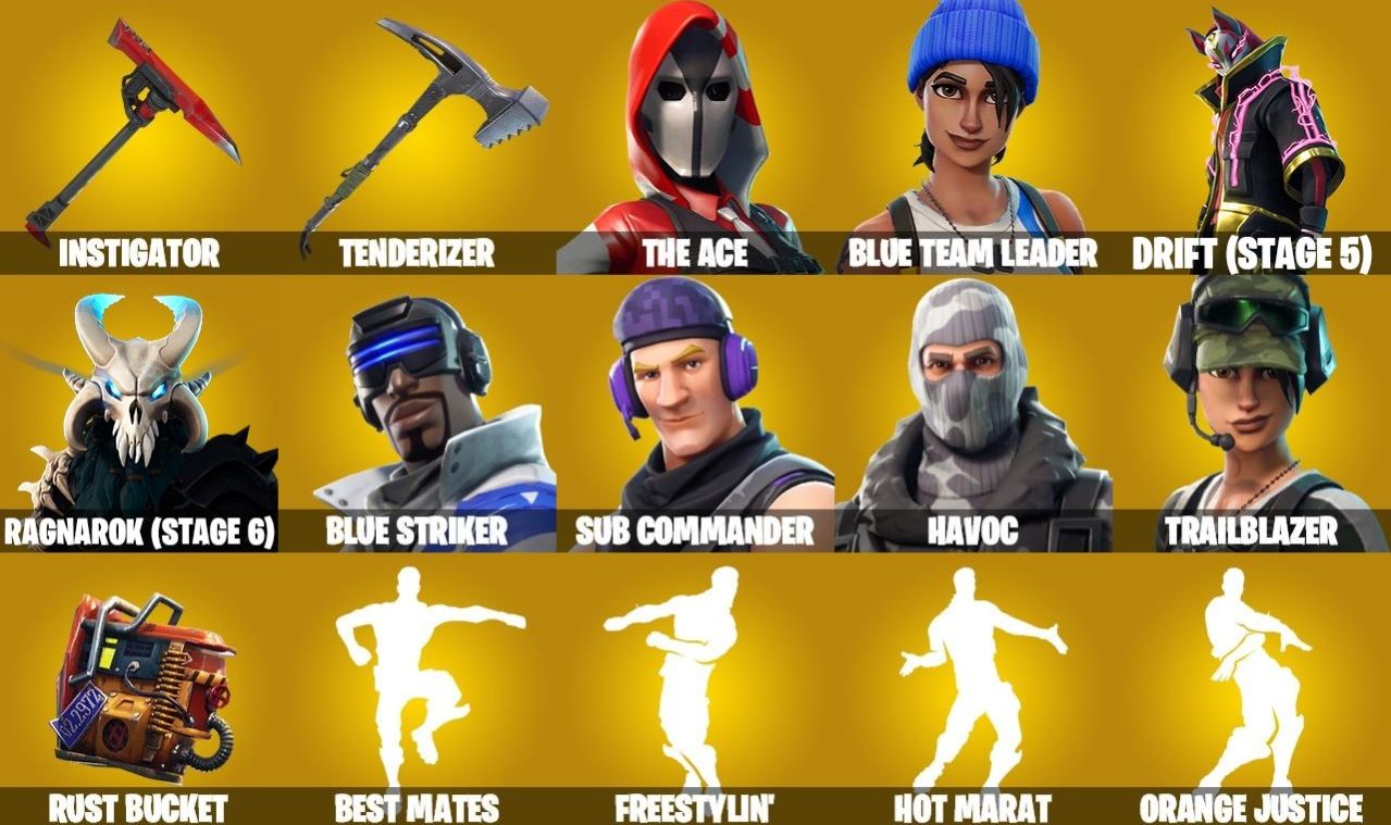 CONTA FORTNITE COM ATEMPORAL MAX 5, THE ACE , TAKE THE L, HAVOC & 40 SKINS OLDS