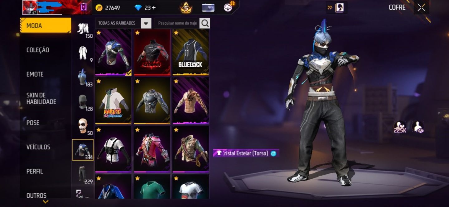 Conta Free Fire com Conjuntos Raros, Skins Exclusivas e Calças Angelicais top!