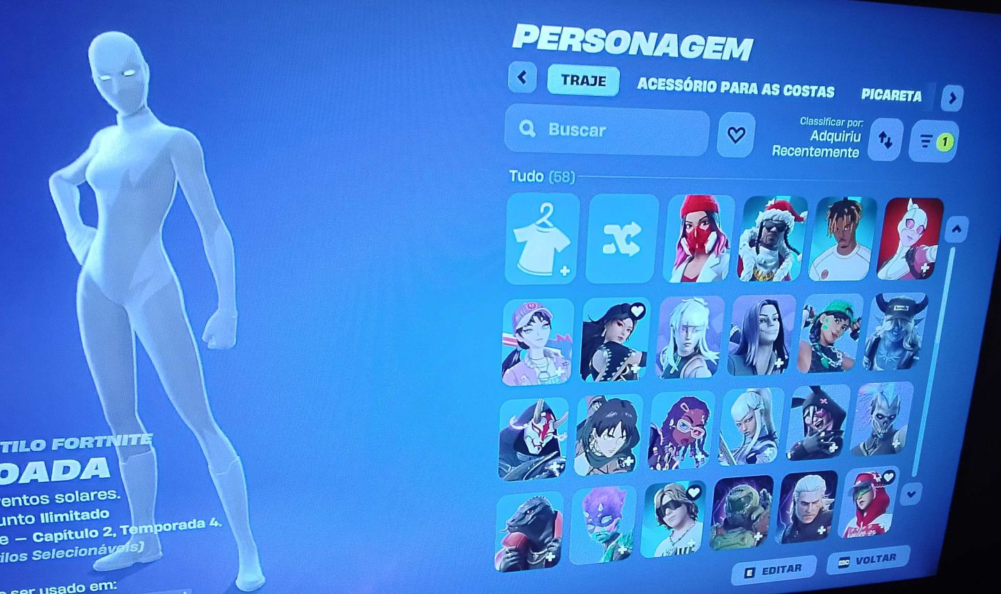 CONTA DE FORTNITE MUITO RARA COM 58 SKINS E VARIAS PICAREATS E ETC.........