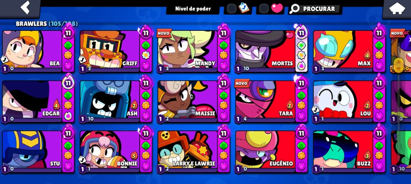 CONTA BRAWLSTARS 59K DE TROFEUS, 105 BRAWLERS + CLASH ROYALE