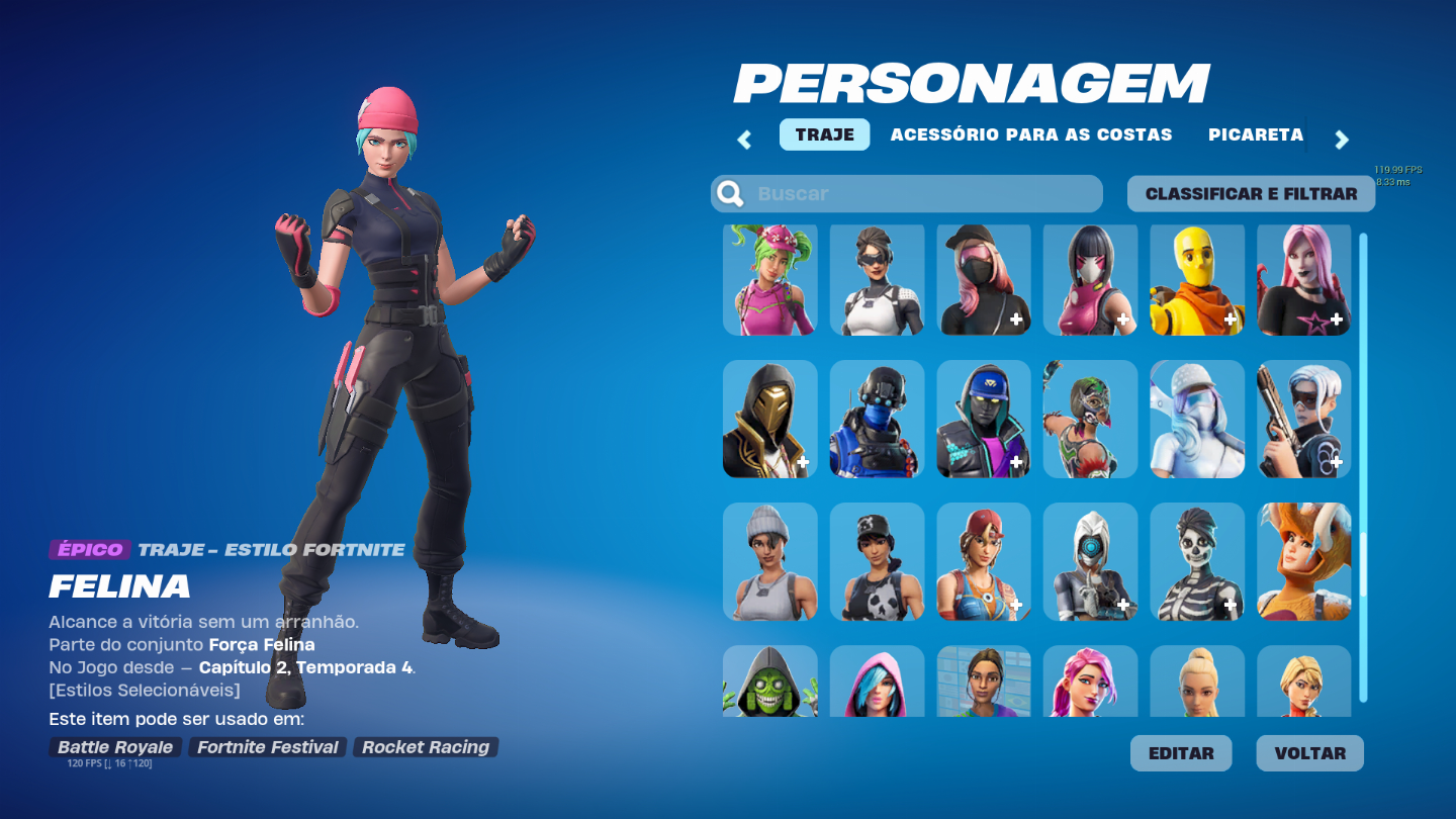 Conta Fortnite, Season 4 full +, 223 skins, Wildcat, Glow, Minty, Skin INTEL+ +