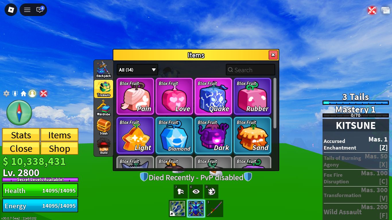 CONTA DE BLOX FRUITS COM KITSUNE e LVL 2800