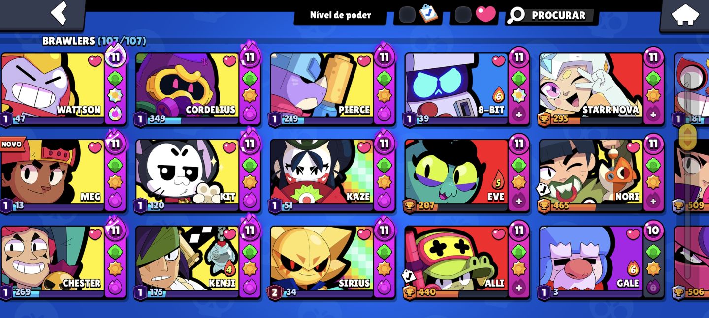 CONTA BRABA DE BRAWL STARS 70K TROFÉU, TODOS BRAWLERS