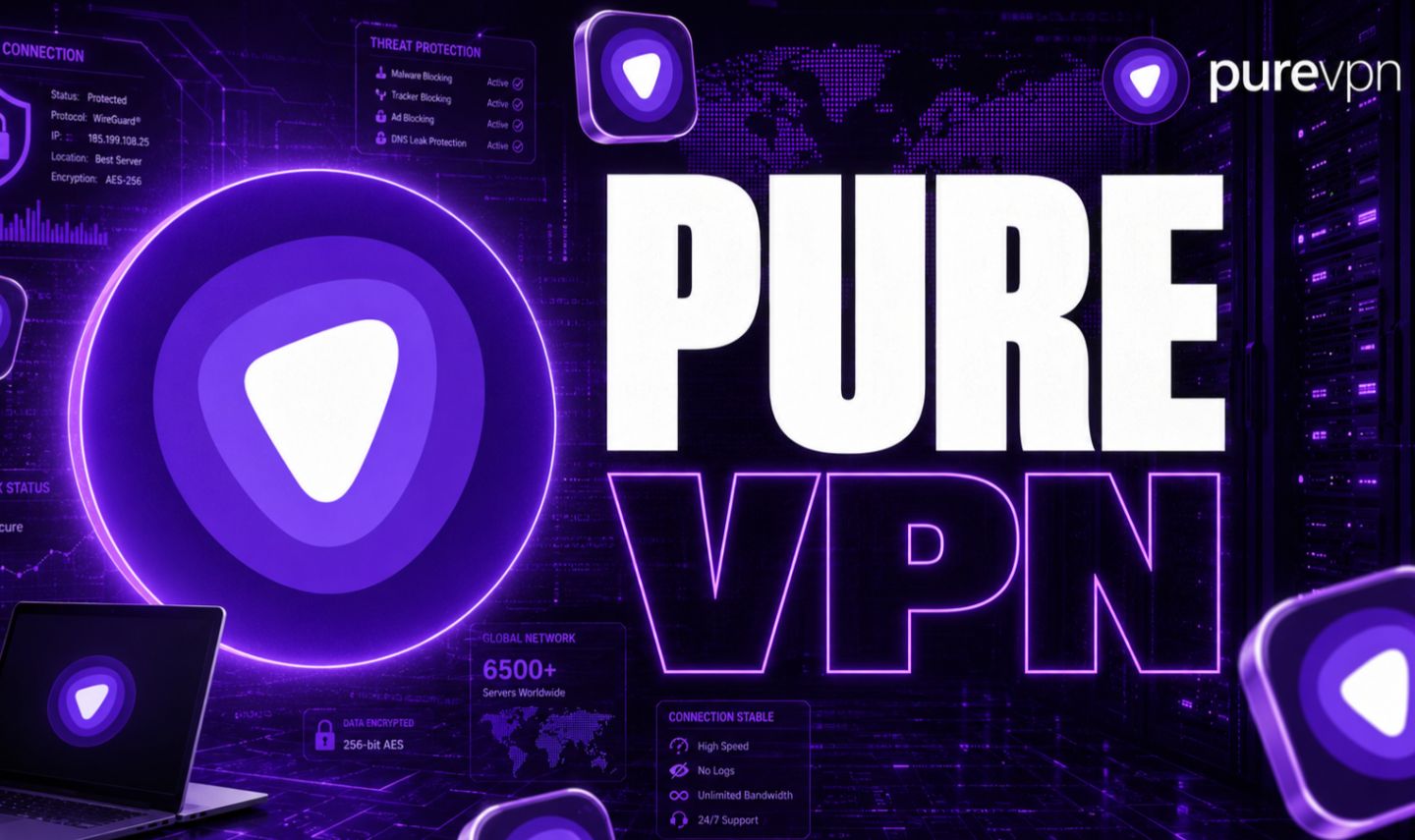 PUREVPN PRO - 30 DIAS +15 DIAS DE BRINDE (CONTA INDIVIDUAL)