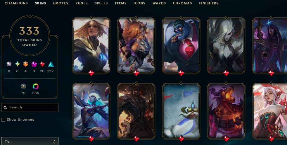 333 SKINS, 293 CHROMAS - CONTA DE LEAGUE OF LEGENDS