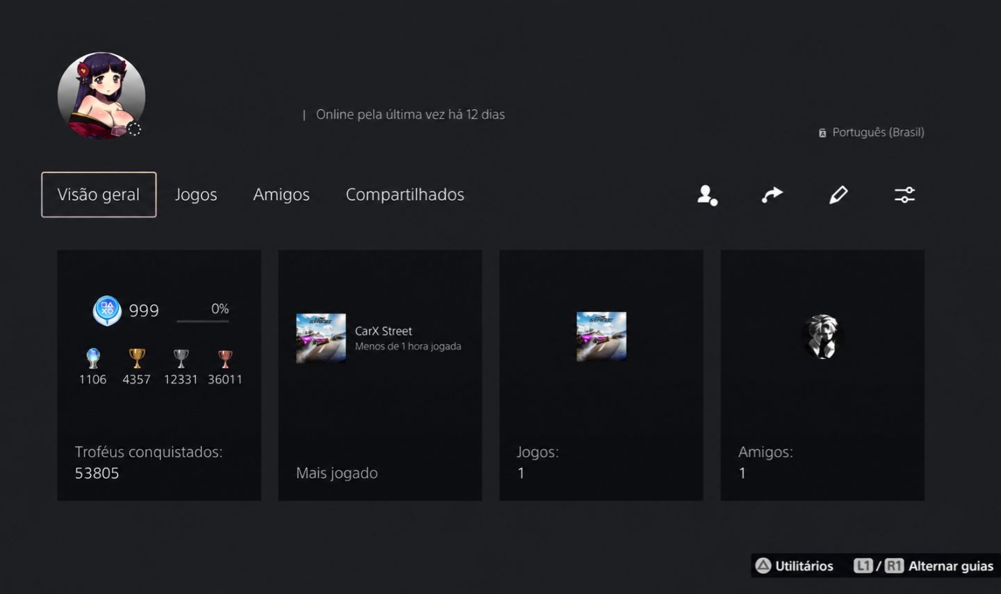 CONTA PLAYSTATION COM 1K DE TROFÉUS DE PLATINA